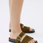 Kyah Suede Slide - Olive