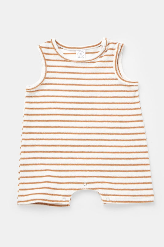 Brodie Romper - Tan Stripe