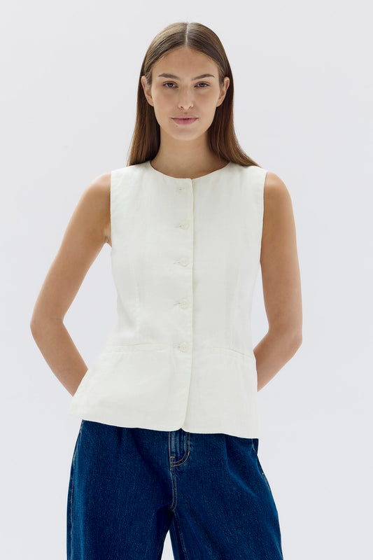 Calla Linen Top - Antique White