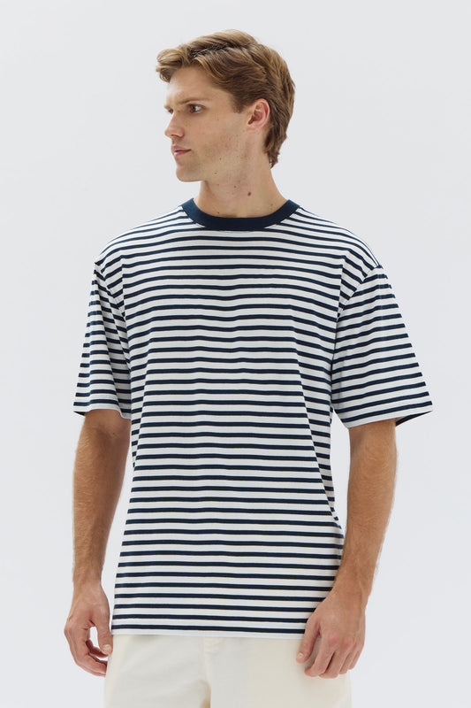 Harbour Stripe Short Sleeve Tee - True Navy/White