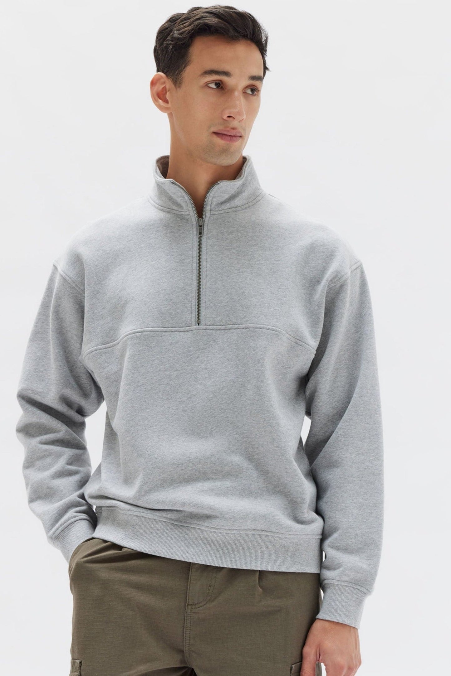 Jake Funnel Neck Sweat - Grey Marle