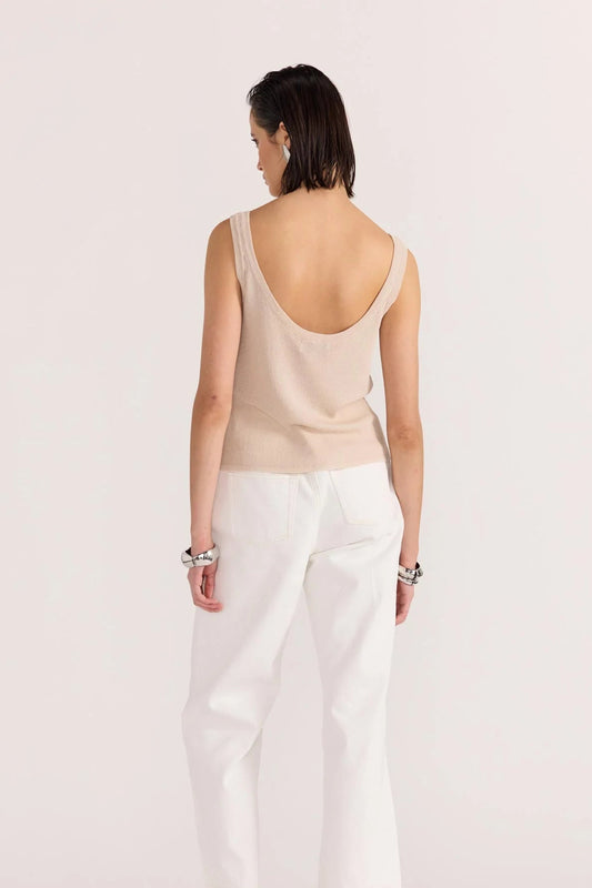 Anna Sheer Knit Tank - Beige