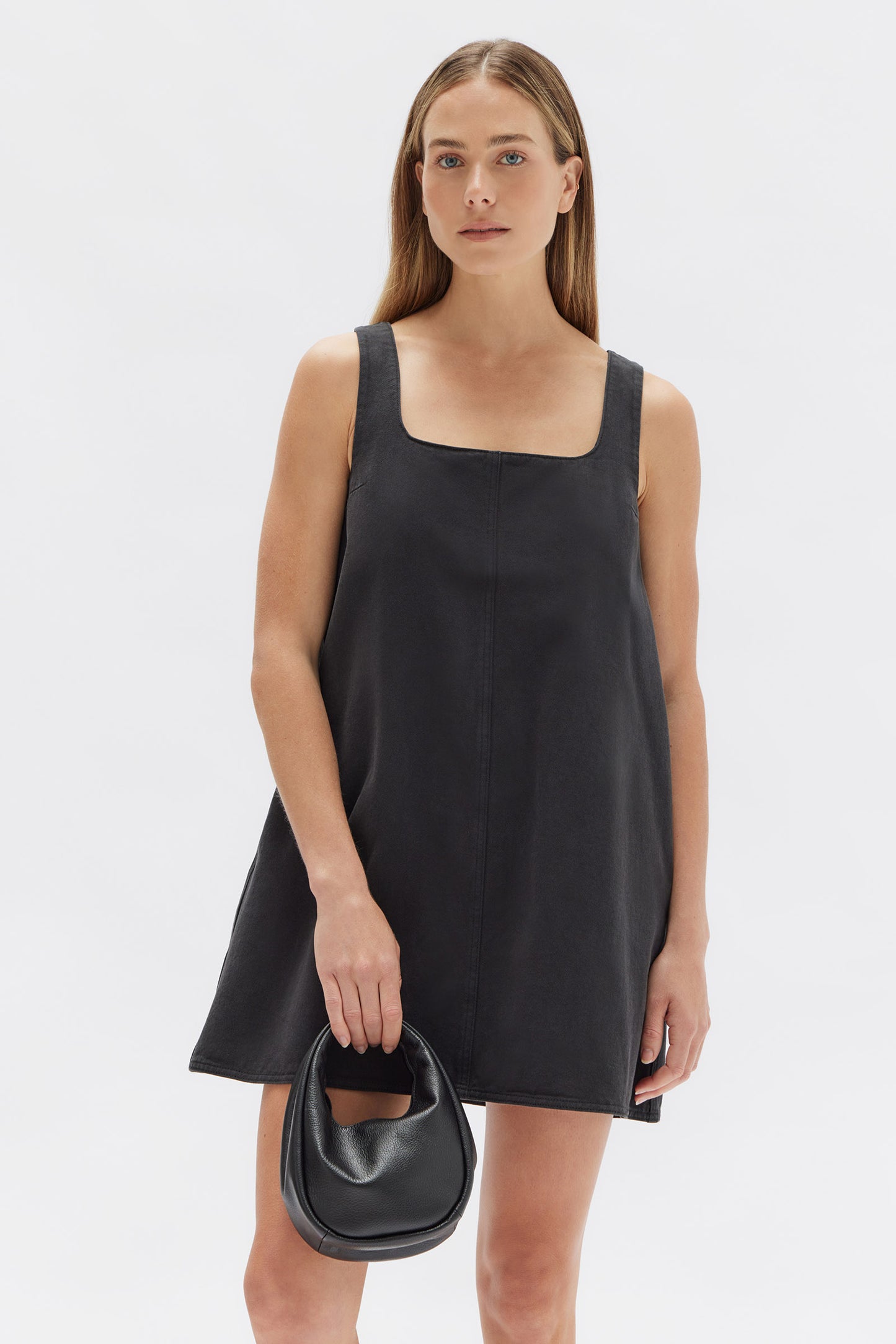 Zoey Twill Mini Dress - Black