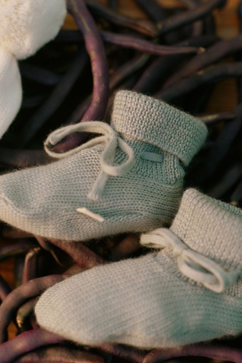 Merino Knit Booties - Sage