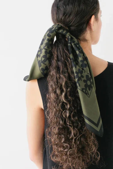 Hey Daisy Silk Scarf - Olive